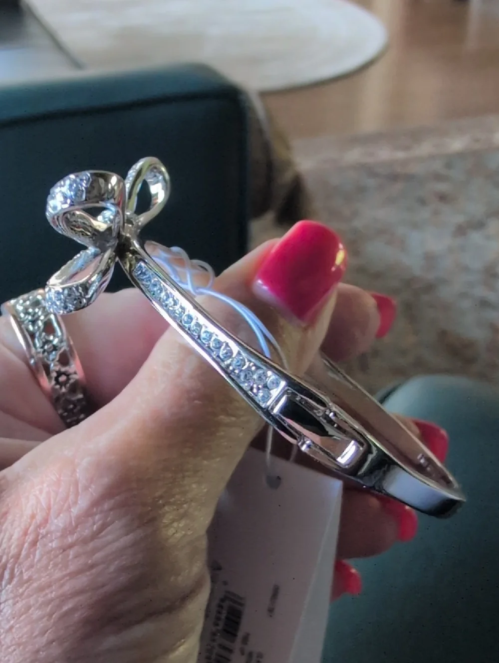 Kate Spade Silver And Crystal Bow Bangle Bracelet. NWT - Picture 8 of 8